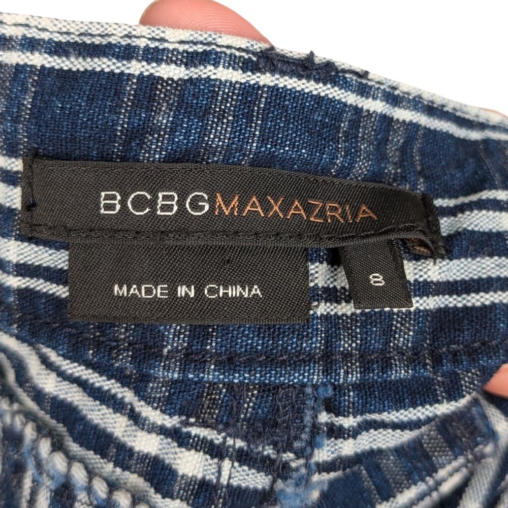 Vintage Y2K BCBG Max Azria Low Rise Cotton Plaid Hot Pants Shorts Navy 8 - Picture 6 of 7